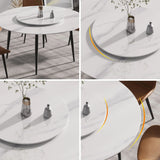 Modern Artificial Stone Round Dining Table, Can Accommodate 6 People Artificial Stone Turntable - White - Furniture Home Direct