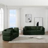 2 Pc Living room Set With Hidden Storage Under Seat and Adjustable Arms and Backs - Green - Furniture Home Direct