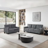 Corduroy Living Room Set Including Sofa and Love Seat - Dark Grey - Furniture Home Direct