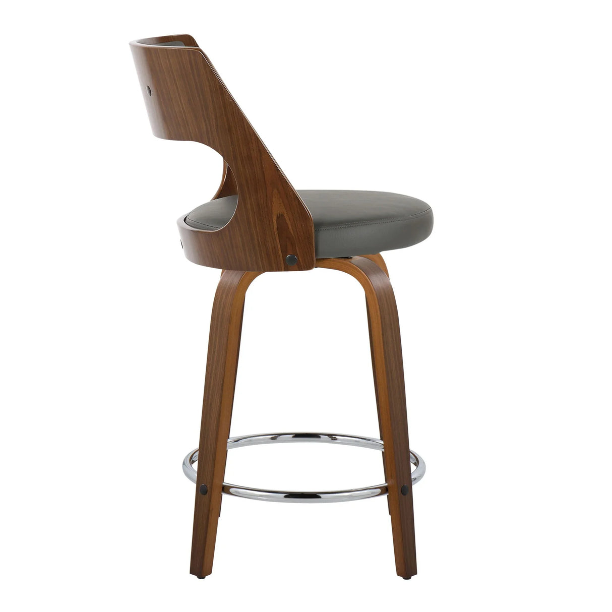 Cecina - Mid-Century Modern Fixed Height Counter Stool With Swivel And Round Footrest (Set of 2) - Furniture Home Direct