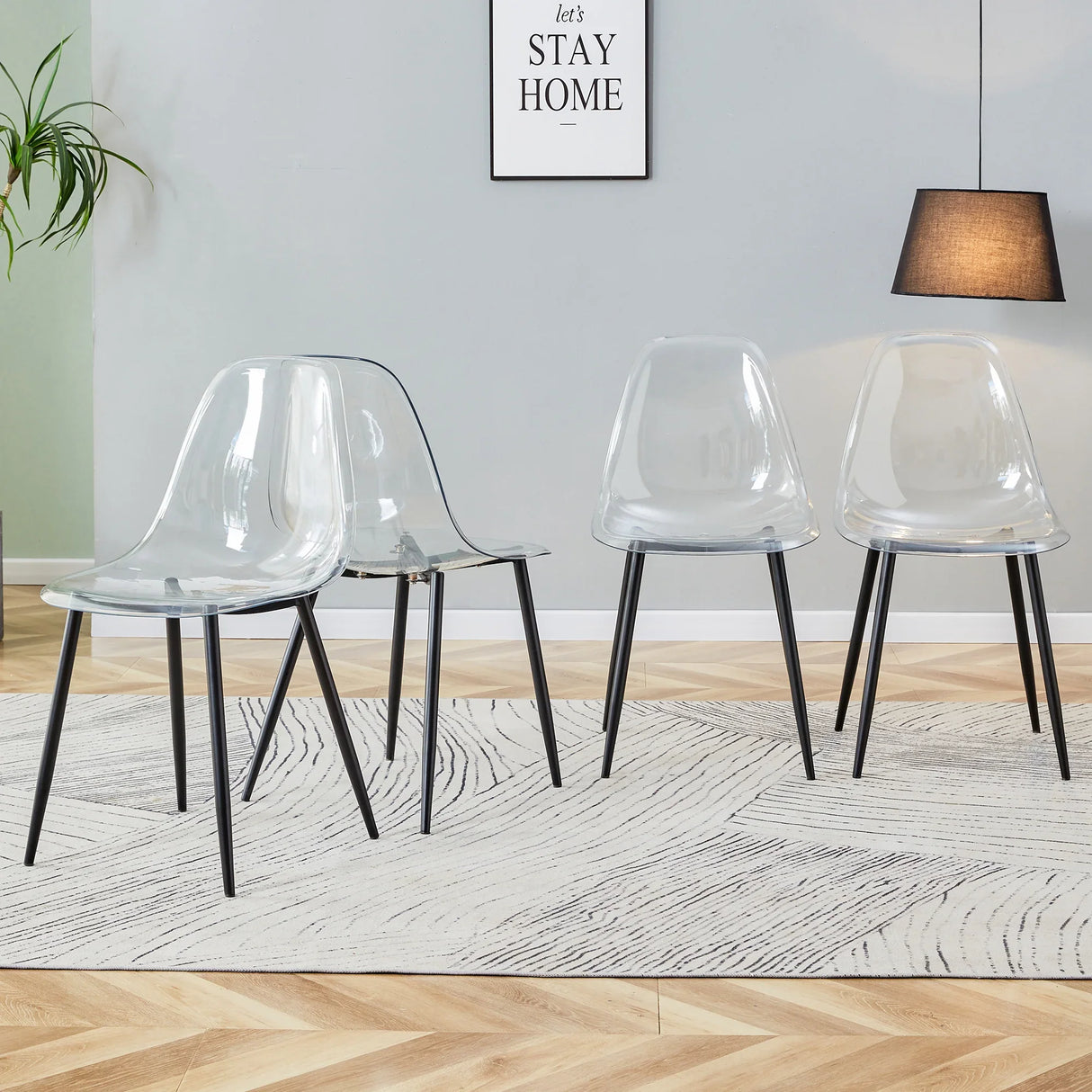Dining Chairs Acrylic Modern Set 4 Pack Slim Clear - Furniture Home Direct
