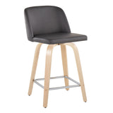 Toriano - Contemporary Fixed Height Counter Stool With Swivel With Square Footrest (Set of 2) - Furniture Home Direct