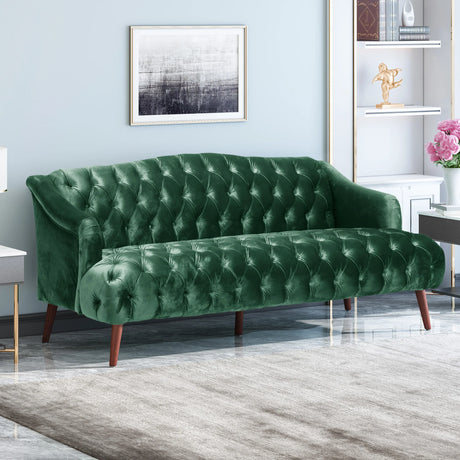 Sturdy Velvet Sofa - Green - Furniture Home Direct