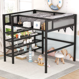 Loft Bed With 4 Tier Shelves And Storage - Furniture Home Direct