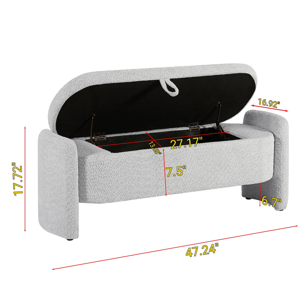 Ottoman Oval Storage Bench, 3D Lamb Fleece Bench With Large Storage Space For The Living Room, Entryway And Bedroom - Furniture Home Direct