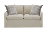 Upendo - Pattern Linen Loveseat With 2 Toss Pillows - Beige - Furniture Home Direct