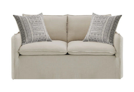 Upendo - Pattern Linen Loveseat With 2 Toss Pillows - Beige - Furniture Home Direct