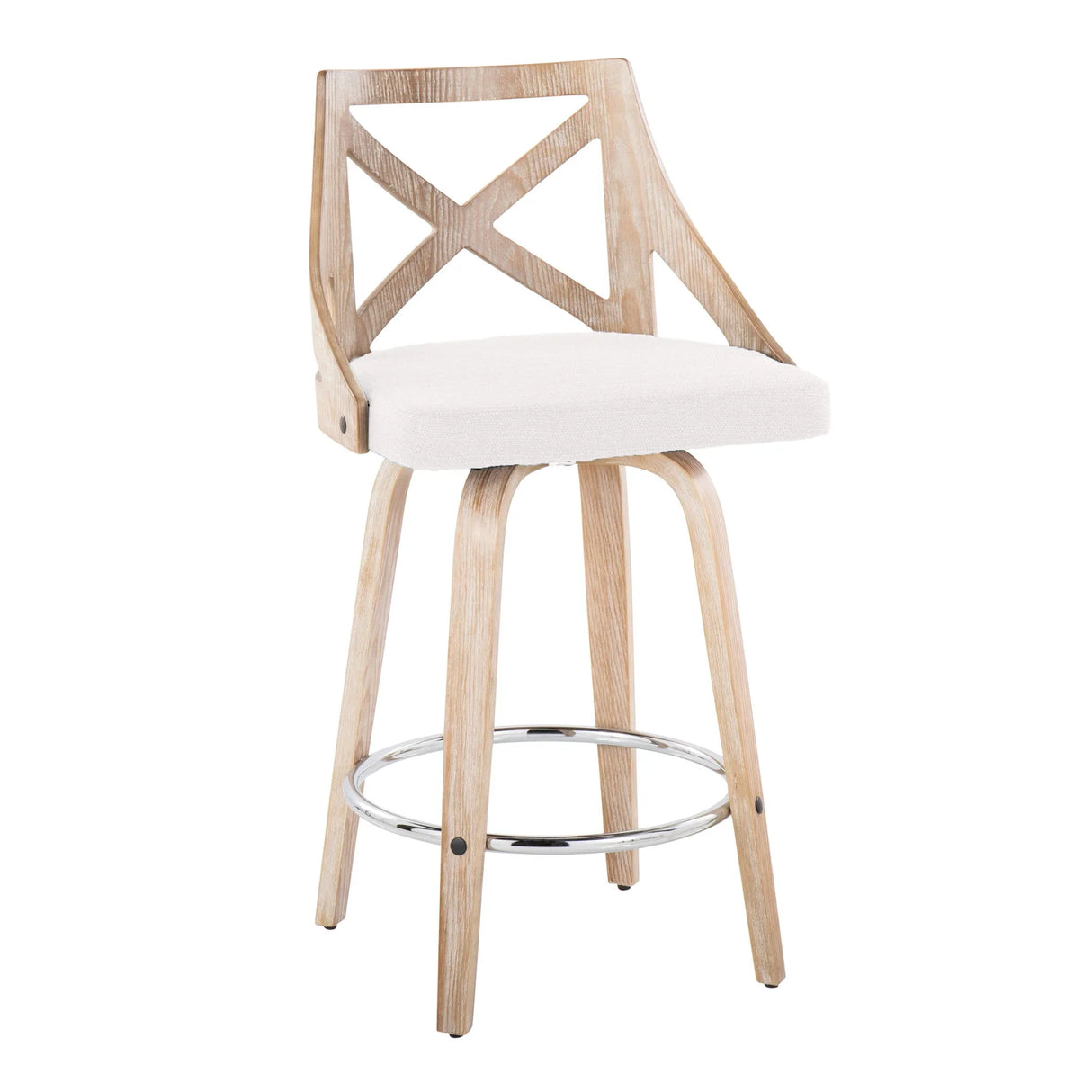Charlotte - Farmhouse Fixed Height Counter Stool With Swivel And Round Footrest (Set of 2) - Furniture Home Direct