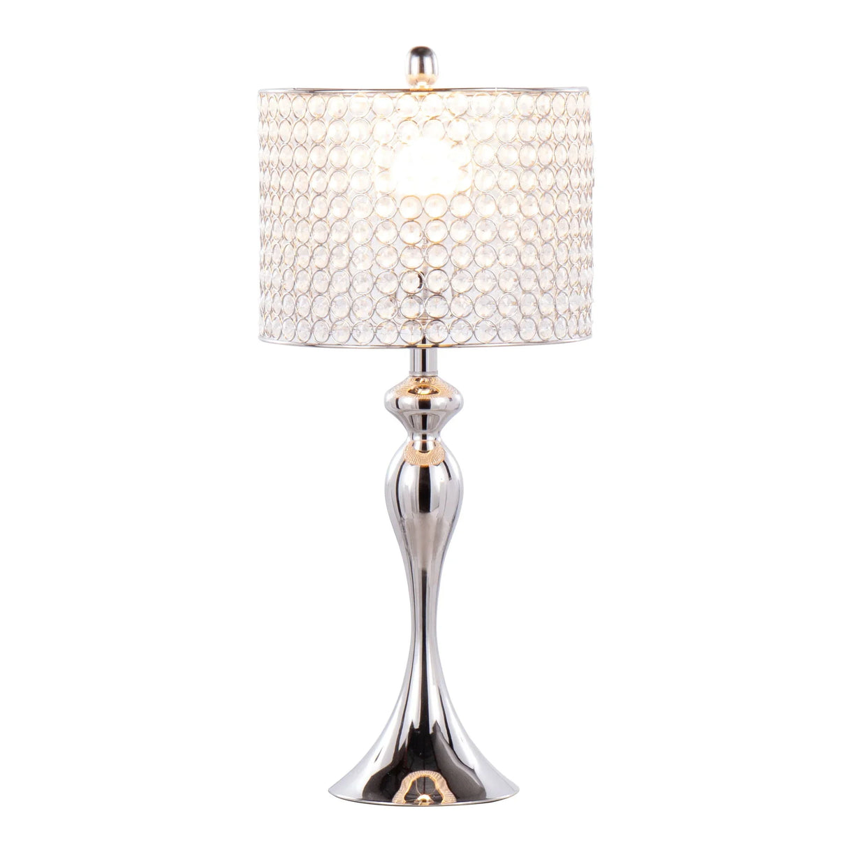Ashland - Contemporary Table Lamp Round Clear Crystal Beads (Set of 2) - Polished Nickel - Furniture Home Direct