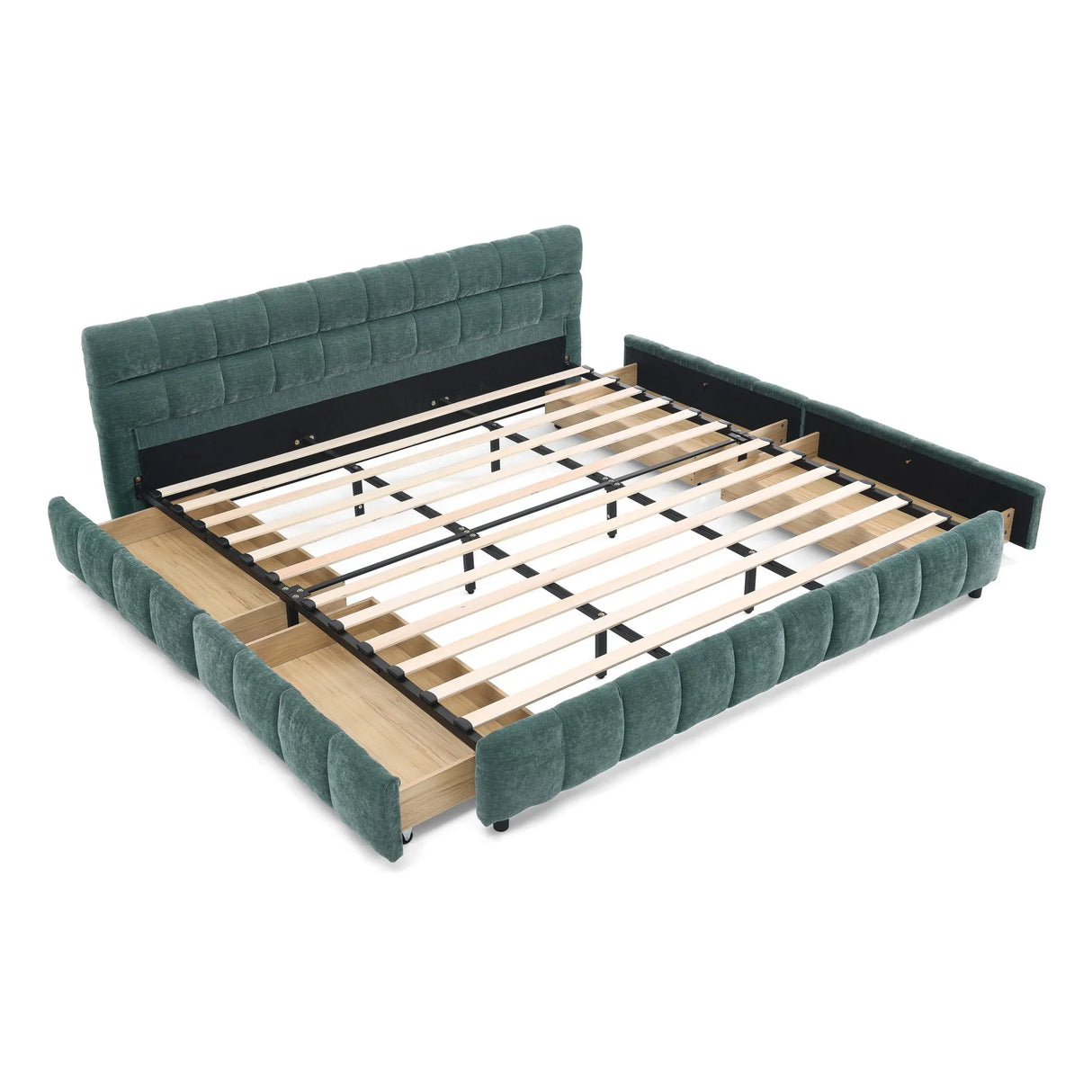 Modern Platform Bed Frame With Thick Chenille Fabric - Furniture Home Direct