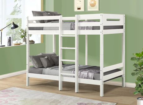 Esin - Twin Twin Bunk Bed - White - Furniture Home Direct