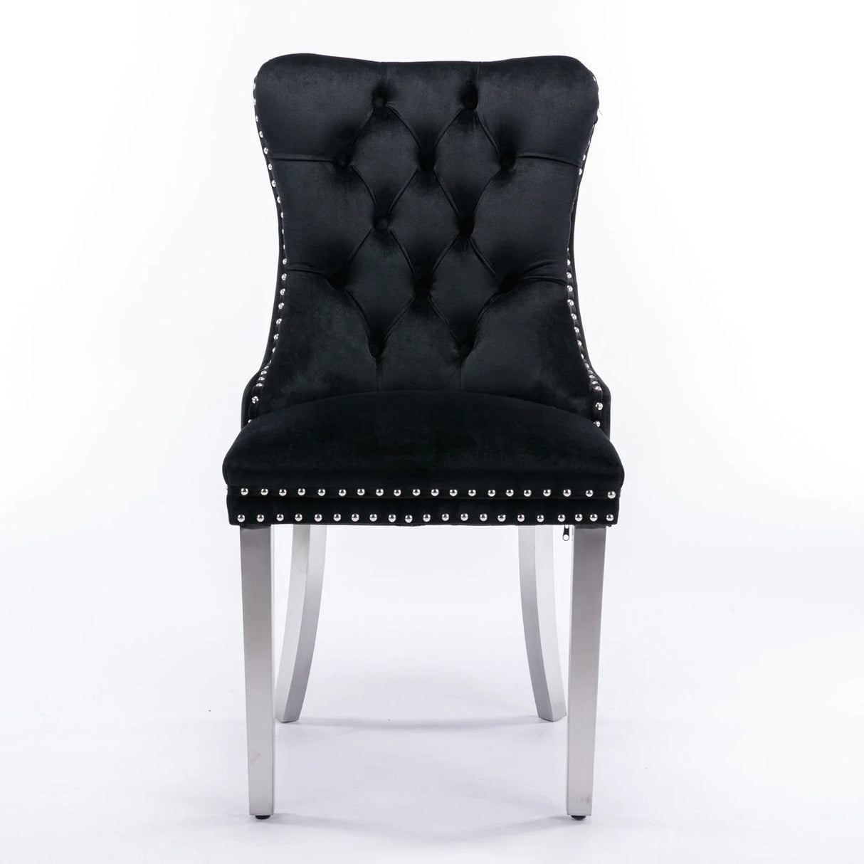 Nikki - Modern, High-End Tufted Solid Wood Contemporary Velvet Upholstered Dining Chair With Chrome Stainless Steel Plating Legs, Nailhead Trim (Set of 2) - Furniture Home Direct