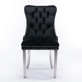 Nikki - Modern, High-End Tufted Solid Wood Contemporary Velvet Upholstered Dining Chair With Chrome Stainless Steel Plating Legs, Nailhead Trim (Set of 2) - Furniture Home Direct