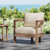 Outdoor Acacia Wood Patio Club Chair, Waterproof Thick Cushion, Deep Seating