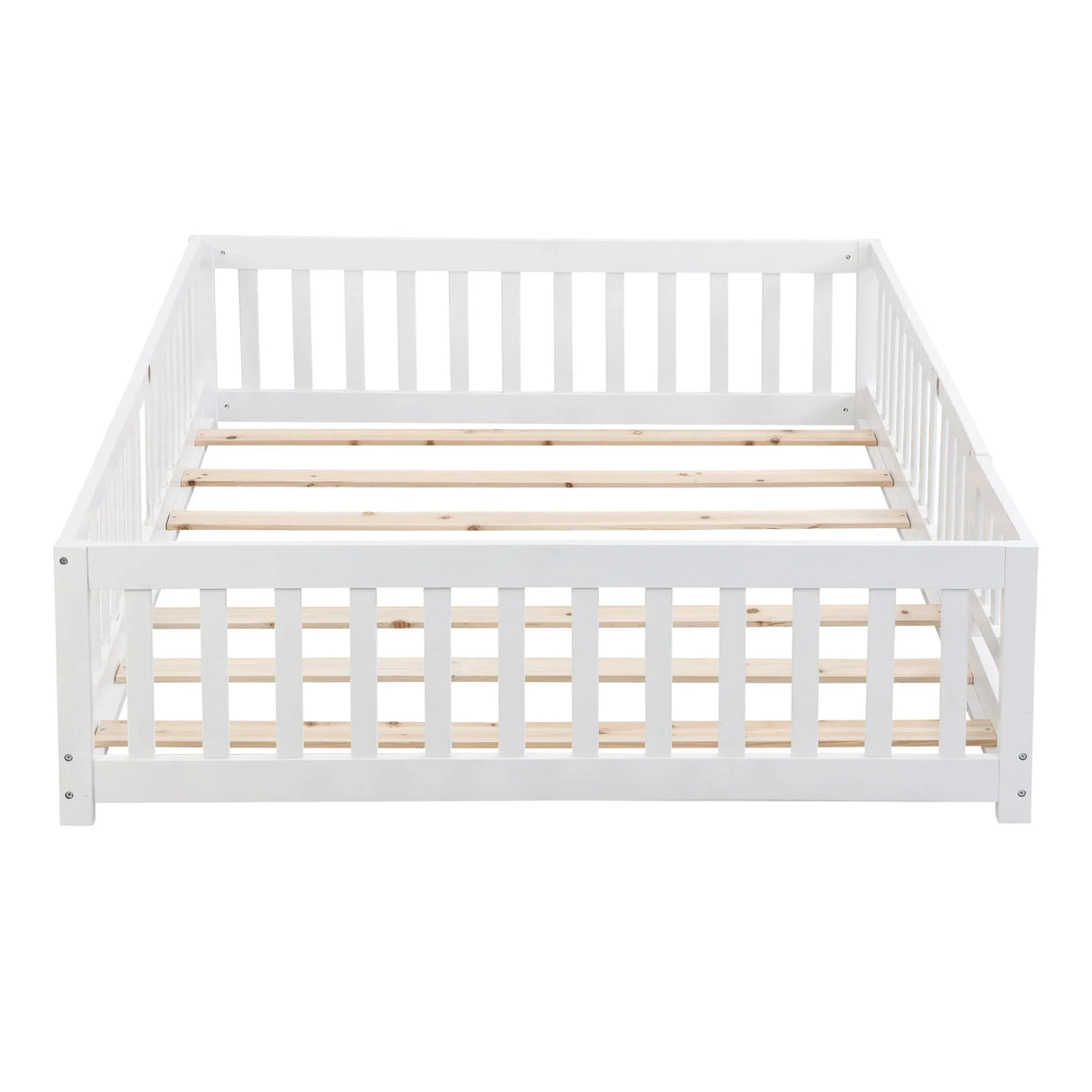 Solid Wood Floor Bed With Door And Fence For Children - Furniture Home Direct