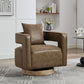 Swivel Accent Open Back Barrel Chair With Weathered Base - Furniture Home Direct