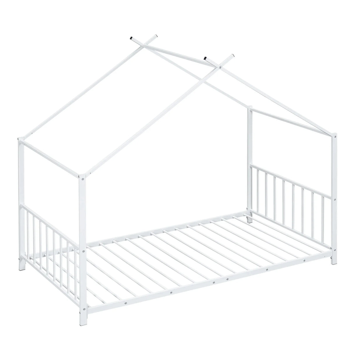 Twin Size Metal House Platform Bed - White - Furniture Home Direct
