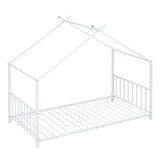 Twin Size Metal House Platform Bed - White - Furniture Home Direct