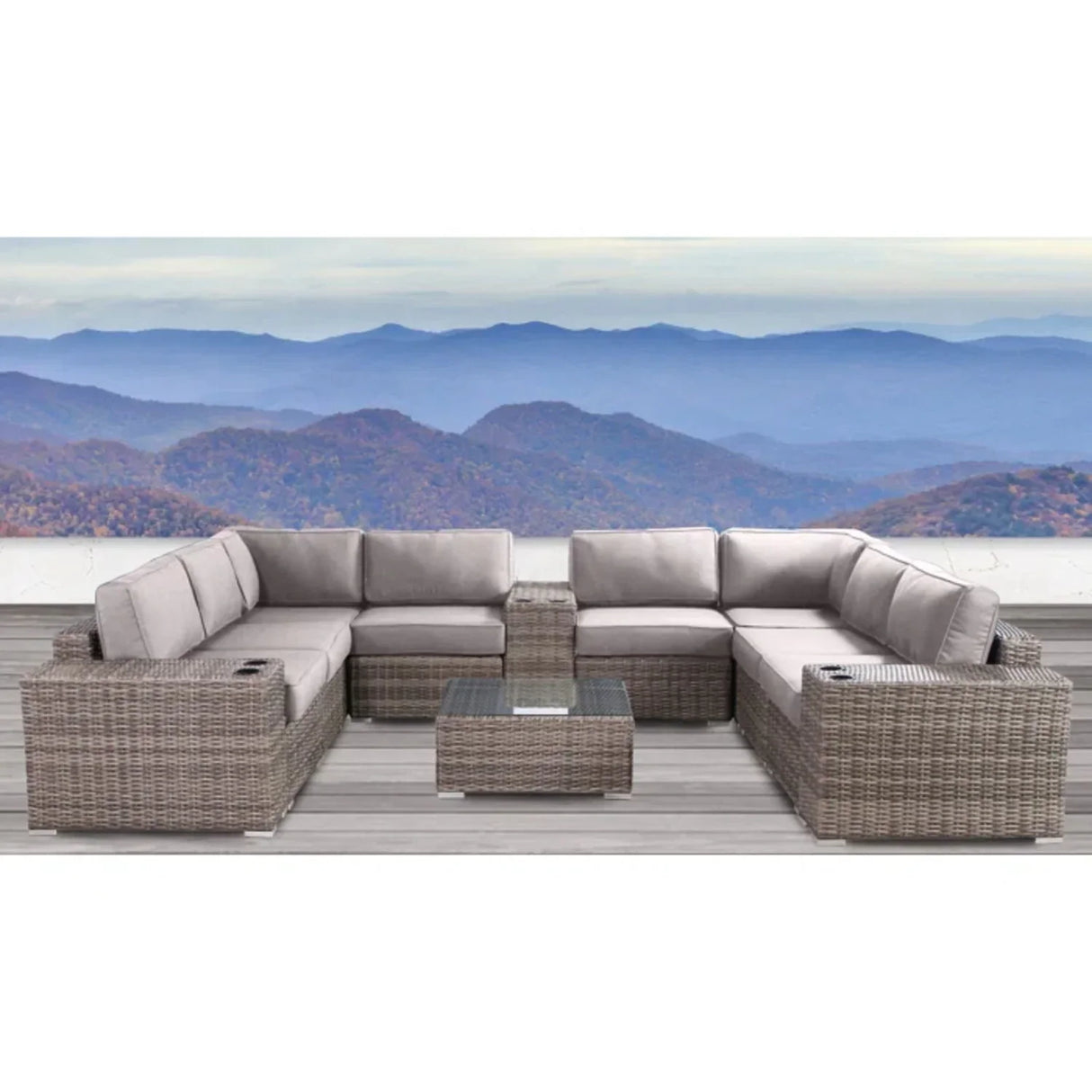 Modern Patio Rattan Sectional Set With Cushions - Furniture Home Direct