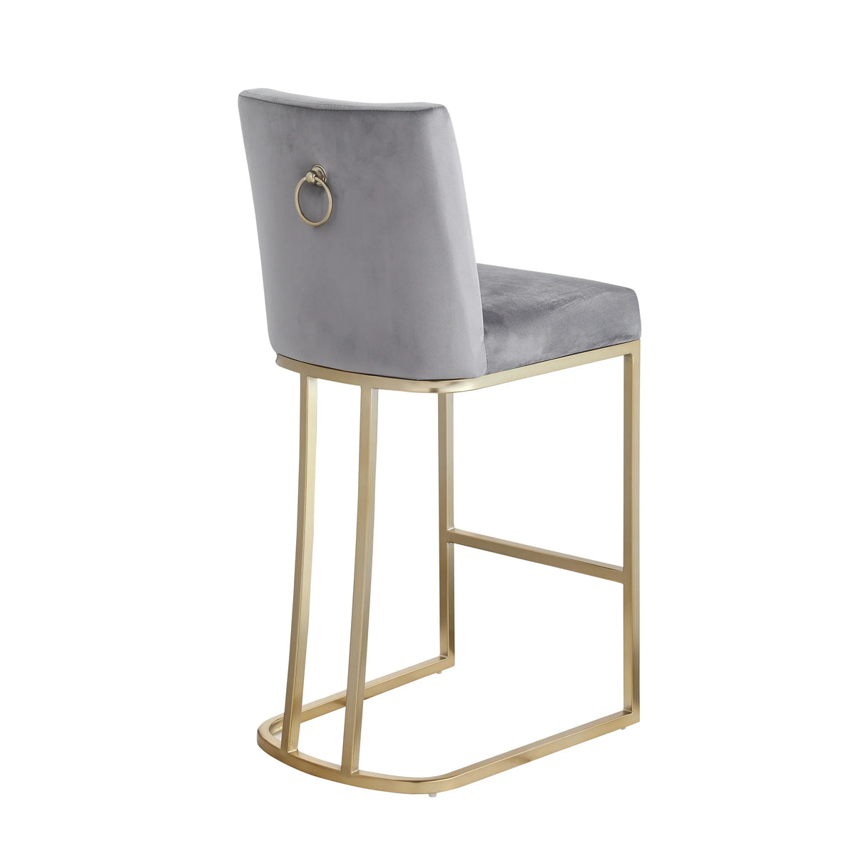 Counter Height Stool With Back Velvet Gold Frame Gray - Furniture Home Direct