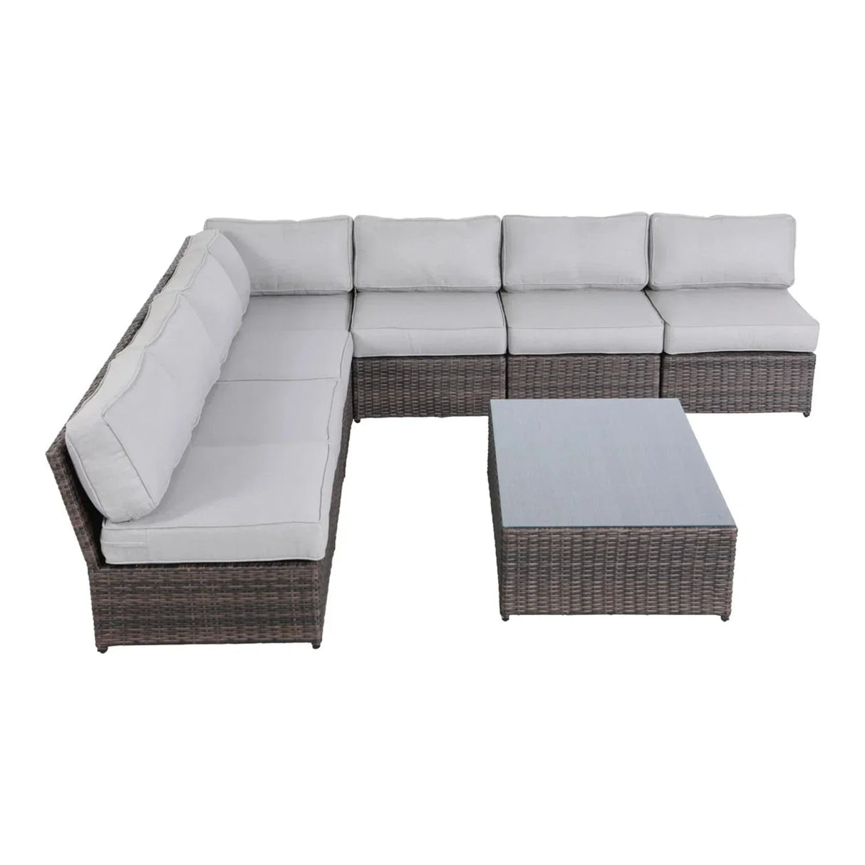 Comfortable Modern Patio Rattan Sectional Set With Cushions - Furniture Home Direct