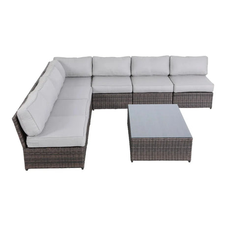Comfortable Modern Patio Rattan Sectional Set With Cushions - Furniture Home Direct
