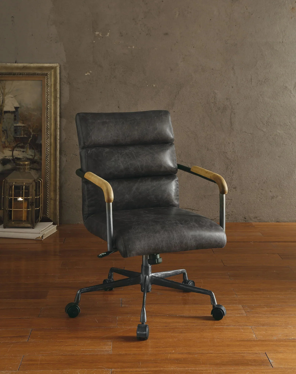 Harith - Retro Top Grain Leather Office Chair - Furniture Home Direct