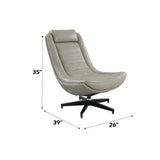 Piran - Top Grain Leather Accent Chair With Swivel - Twilight - Furniture Home Direct