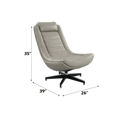 Piran - Top Grain Leather Accent Chair With Swivel - Twilight - Furniture Home Direct