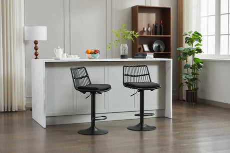 Counter Height Stools Rattan With Cushioned Seat Black - Furniture Home Direct