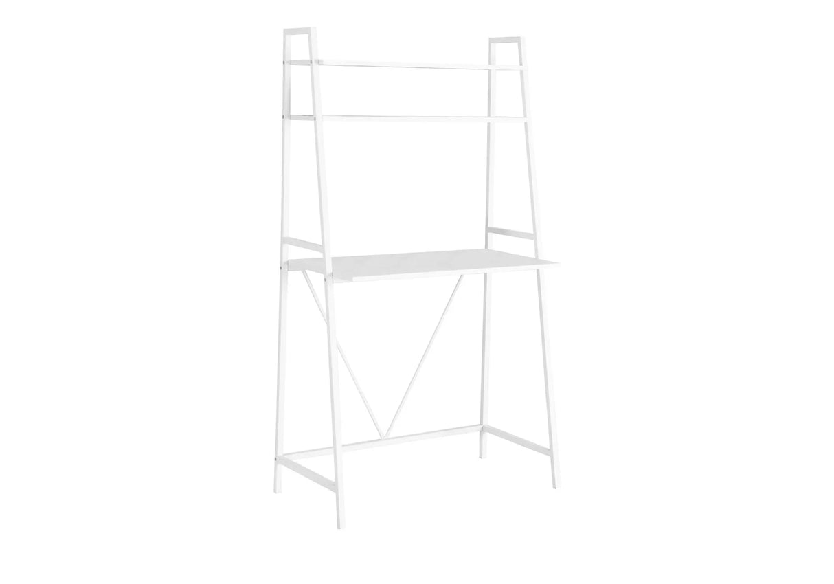 Computer Desk For Home Office, Laptop, Leaning, Storage Shelves, Contemporary & Modern - White - Furniture Home Direct
