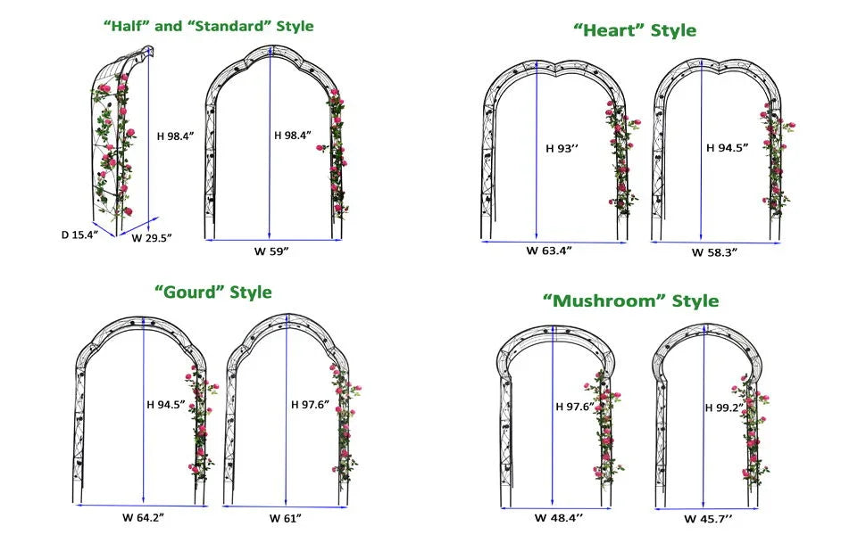 Metal Garden Arch Assemble Freely With 8 Styles Garden Arbor Trellis Climbing Plants Support Rose Arch - Furniture Home Direct