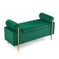 Elegant Upholstered Linen Storage Bench With Cylindrical Arms And Iron Legs, White - Furniture Home Direct