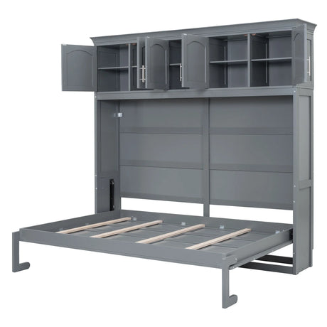 Murphy Modern Bed With Top Cabinets For Space Saving And Comfort