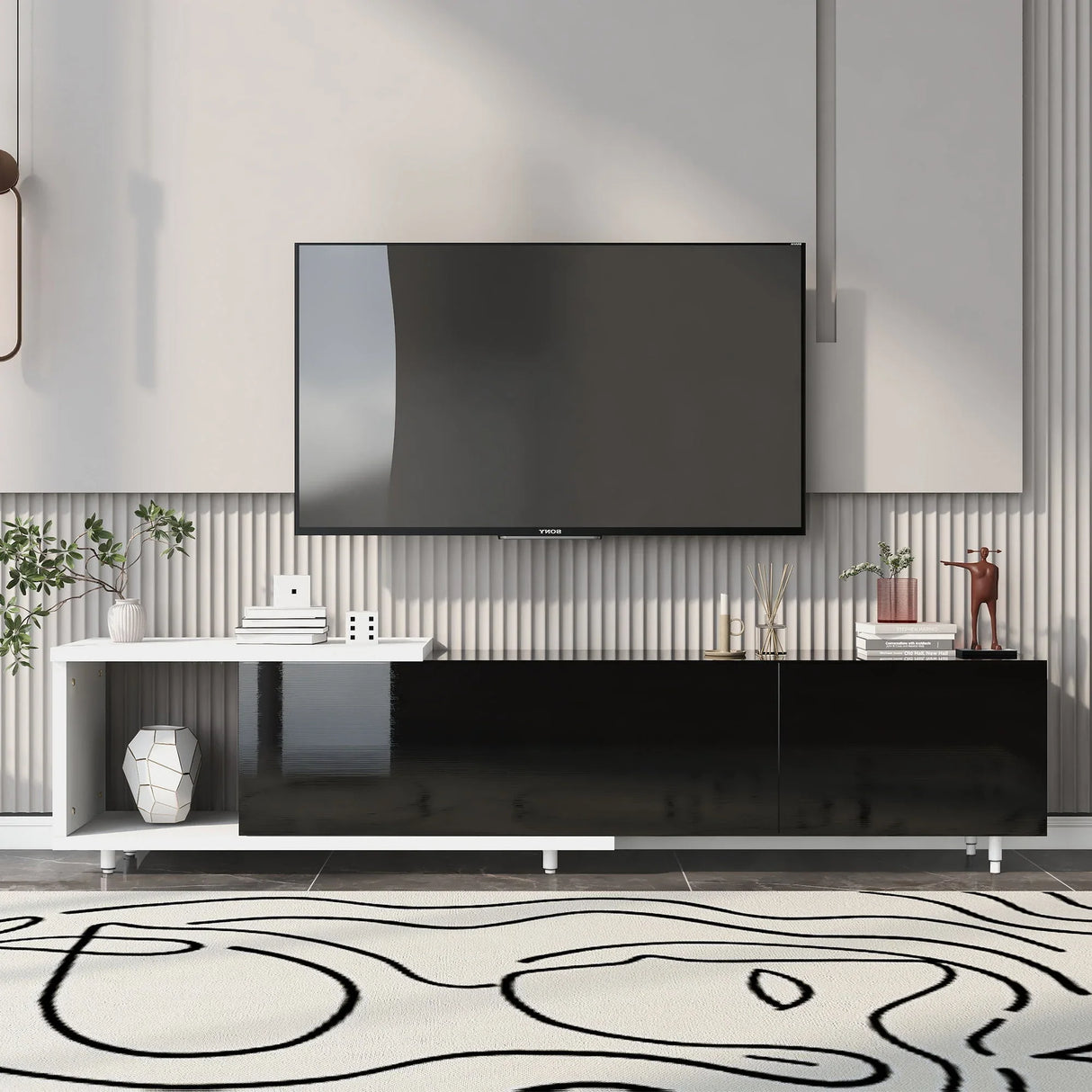 Modern Stylish Extendabletv Stand TV Cabinet For 80" TV - Furniture Home Direct