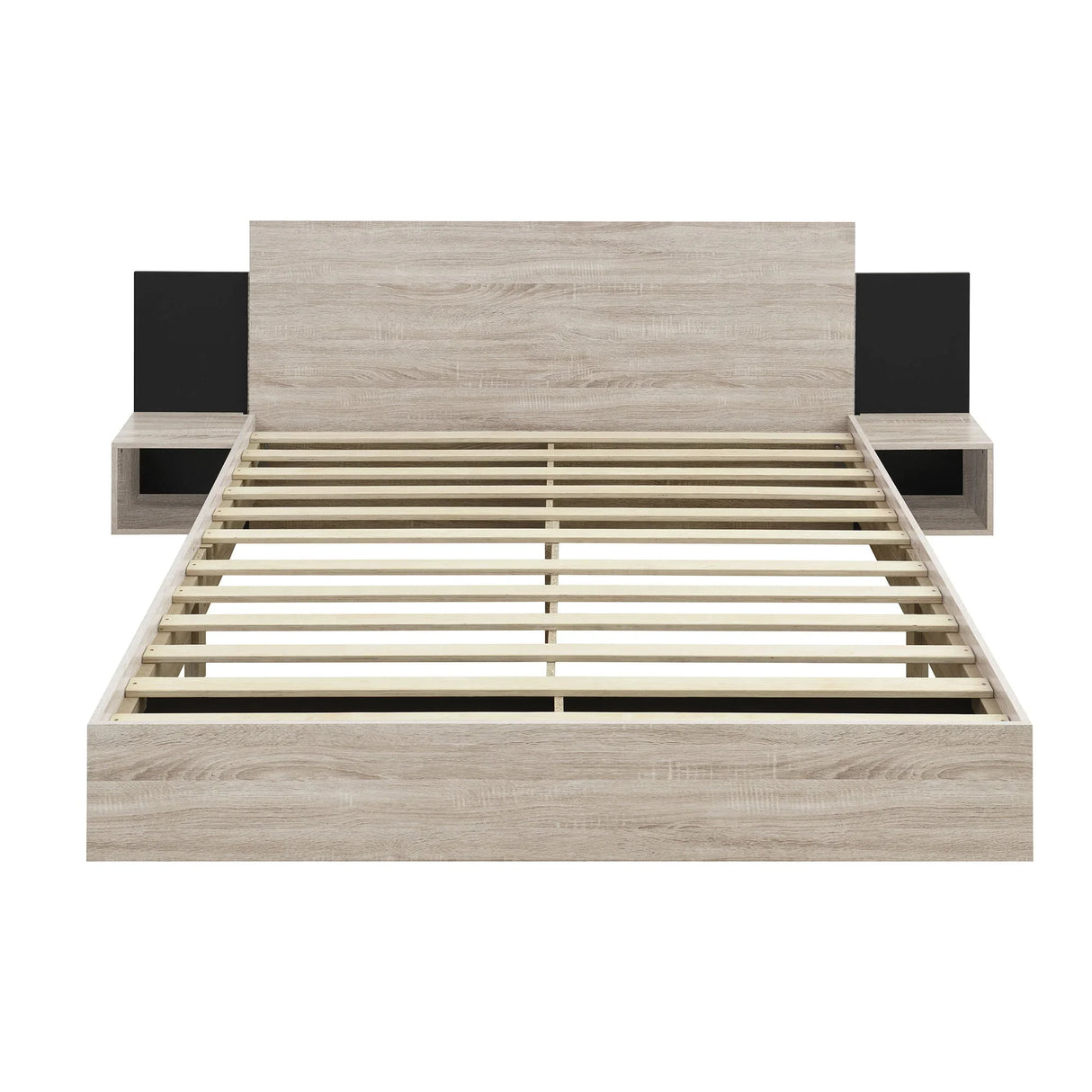 Floating Platform Bed, With LED Lights, Bedside Nightstand - Furniture Home Direct