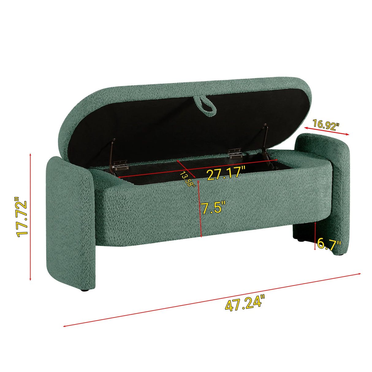 Ottoman Oval Storage Bench, 3D Lamb Fleece Bench With Large Storage Space For The Living Room, Entryway And Bedroom - Furniture Home Direct