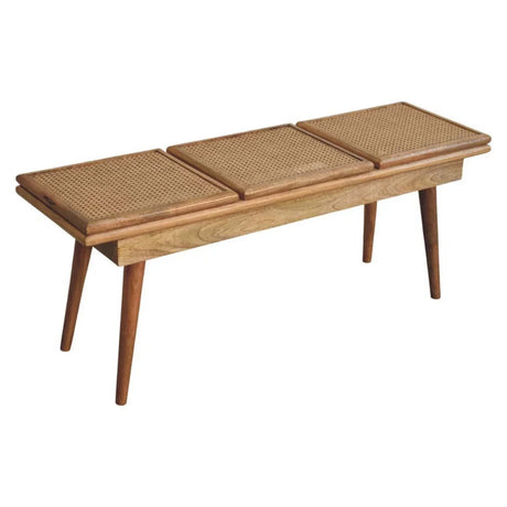 Larissa - Triple Accent Cane Bench - Beige - Furniture Home Direct