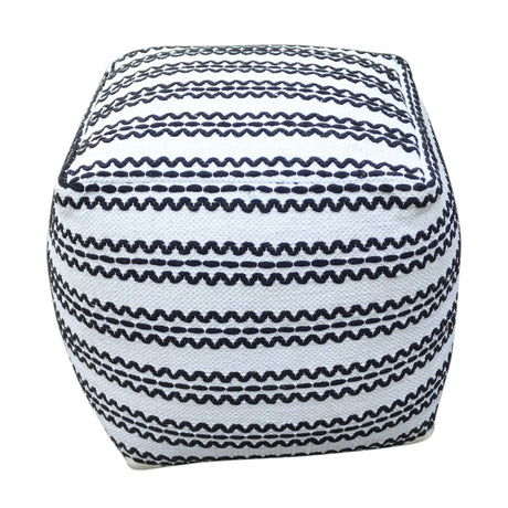 Lani - Handcrafted Fabric Pouf, Durable Cotton Square - Natural / Black - Furniture Home Direct