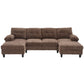 U-Shaped Sectional Sofa 103.5" Black Chenille Fabric Couch With Dual Chaise Lounges, Storage Pockets, Armrest Pillows - Furniture Home Direct