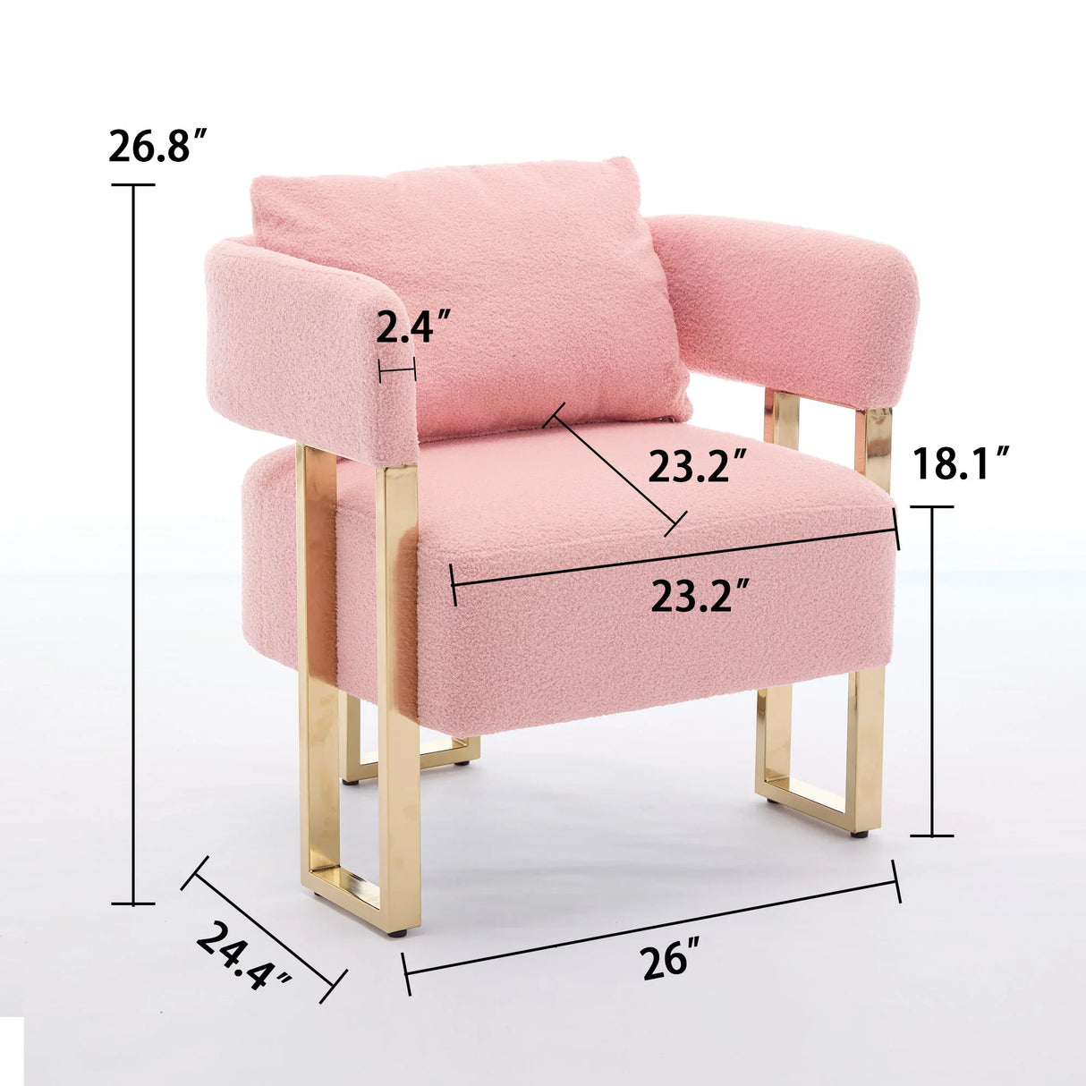 Modern Decorative Chair Teddy Fleece Upholstered And Metal Foot - Furniture Home Direct