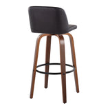 Toriano - Mid Century Modern Fixed Height Barstool Swivel And Round Footrest (Set of 2) - Furniture Home Direct