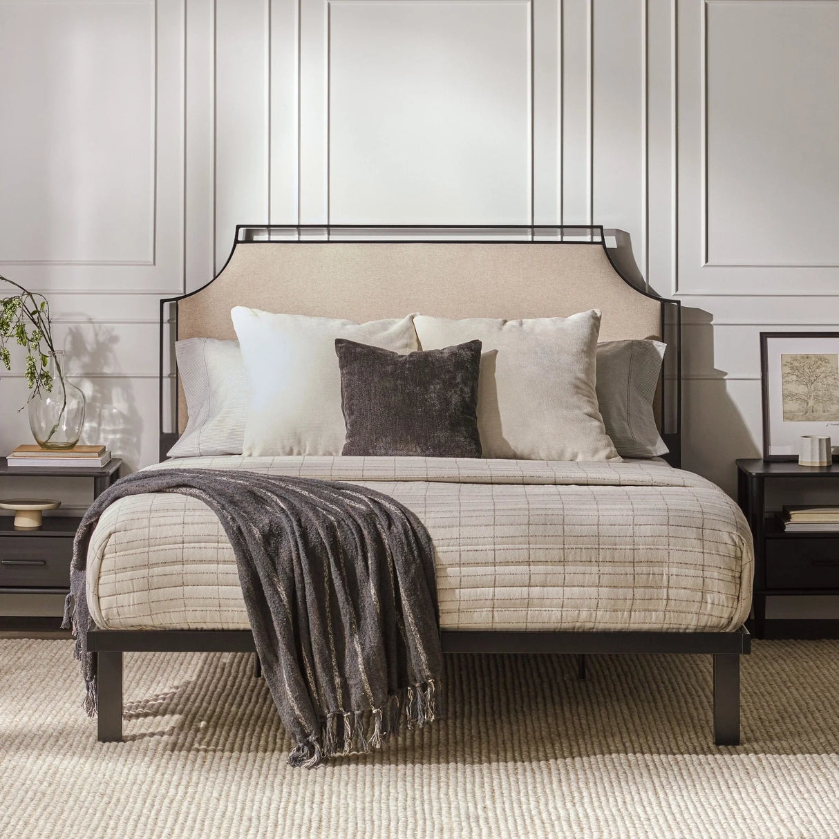 Bed Traditional Upholstered Metal - Furniture Home Direct