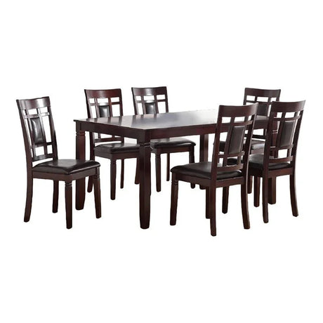 Dining Set with Upholstered PU Chairs 7 Piece Espresso - Furniture Home Direct