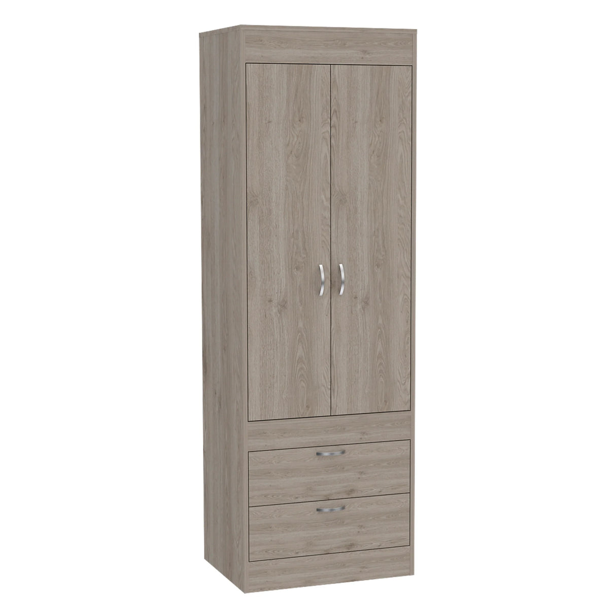 Wardrobe With Double Doors And Drawers In Light Gray - Furniture Home Direct