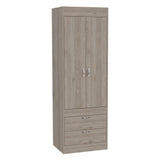 Wardrobe With Double Doors And Drawers In Light Gray - Furniture Home Direct