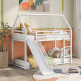Twin Over Twin House Bunk Bed With Ladder And Slide - Furniture Home Direct
