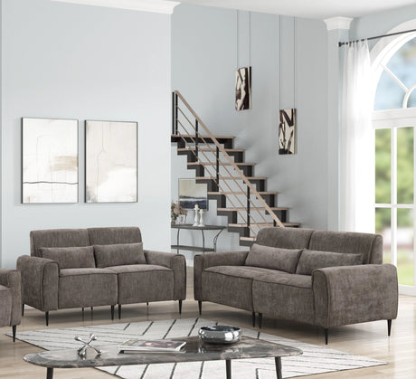 Valentina 74" Gray Chenille Sofa and Loveseat Living Room Set - Furniture Home Direct