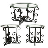 3 Piece Coffee Table Set With Tempered Glass Surface - Black - Furniture Home Direct