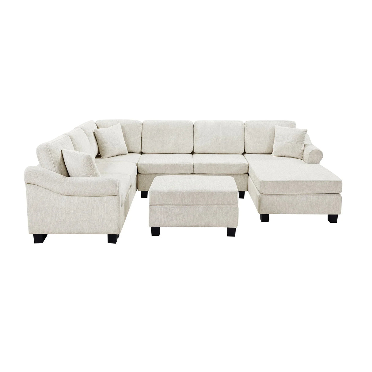 Contemporary U - Shaped Sectional Sofa With Movable Storage Ottoman - Furniture Home Direct